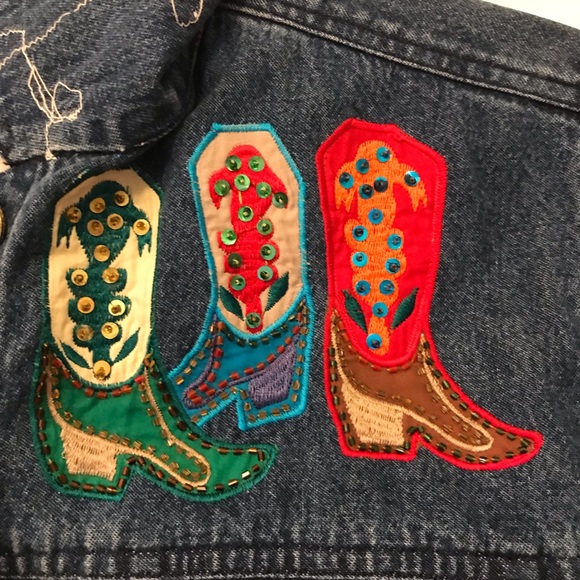 Tantrums Western Cowgirl Boots Denim Jacket - Picture 5 of 7